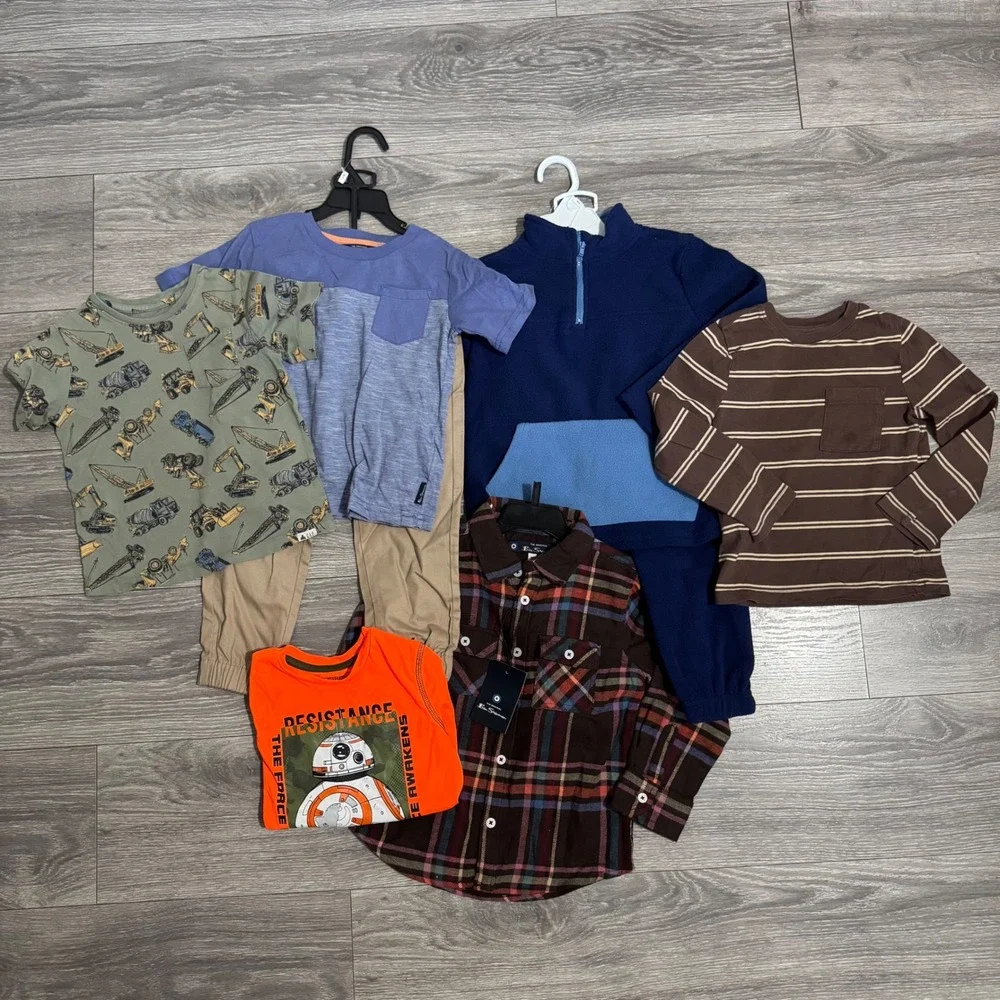 Boys 4T Clothes Lot 7pc GAP Star Wars Flannel Fleece Joggers Sweater Many Brands